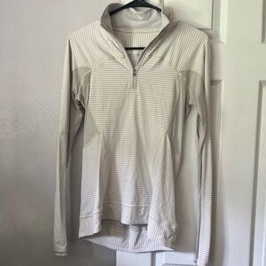 Lululemon Women 1/4Zip Reflective Running Pullover Top White Long Sleeve Sz 6